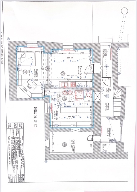 rez de chaussez aménagé en appartement. plan de l'aménagement intérieur projeté 