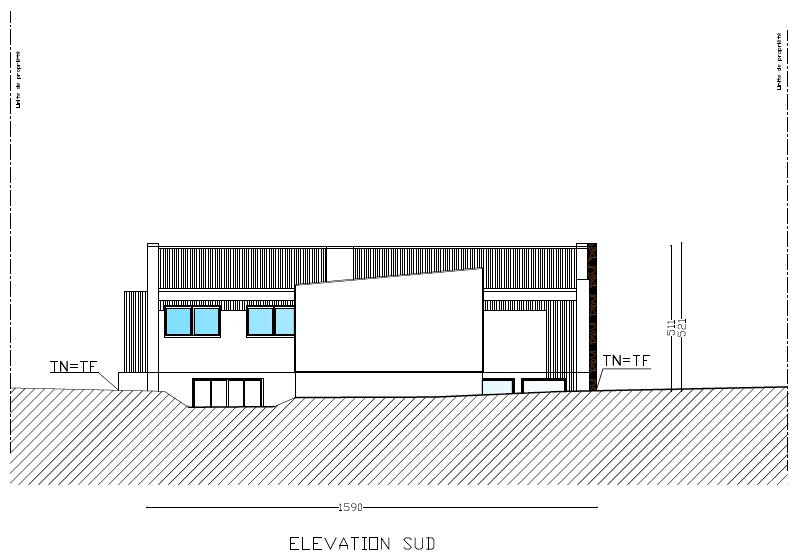mise en conformité d'une maison de 1970. elevation sud
